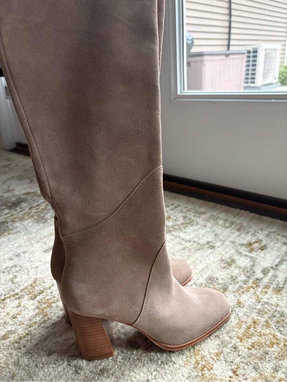 NWOT Dolce Vita Taupe Suede Knee-High Block Heel Boots